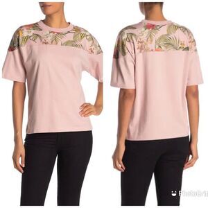 REBECCA MINKOFF Pink Oversized Short Sleeve Boyfriend Tee Top Tropical Small New